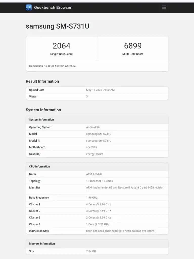 Samsung Galaxy S25 FE Exynos 2400 İşlemci