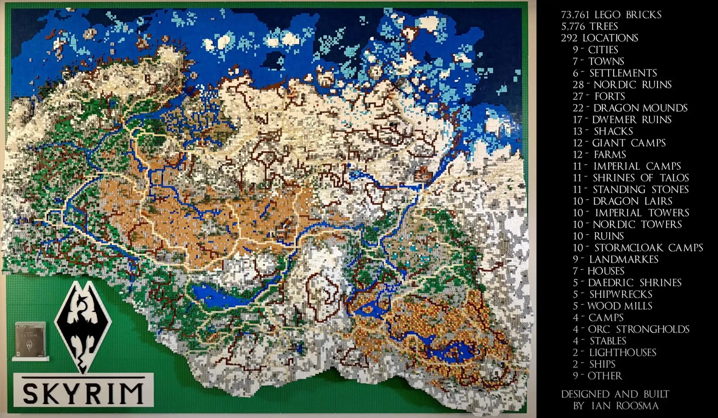 Skyrim Fan Recreates Game's Map Out of LEGO - Project Took Over Three Years
